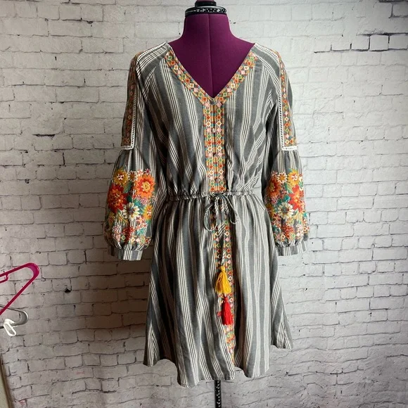 green emerald velvet dress Savanna Jane Floral Embroidered Babydoll Dresses 2X